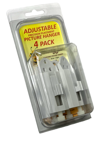 4 - HD1-2021-4 ___ 4-Pack HoneyDo picture Hanger adjustable hook- White